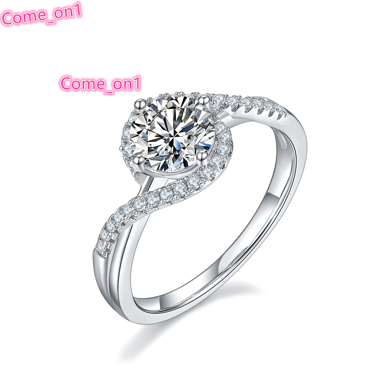 Moissanite Jewelry White Gold 925 Sterling Silver Side-stone D Color VVS 1ct Diamond Moissanite Engagement Rings for Women