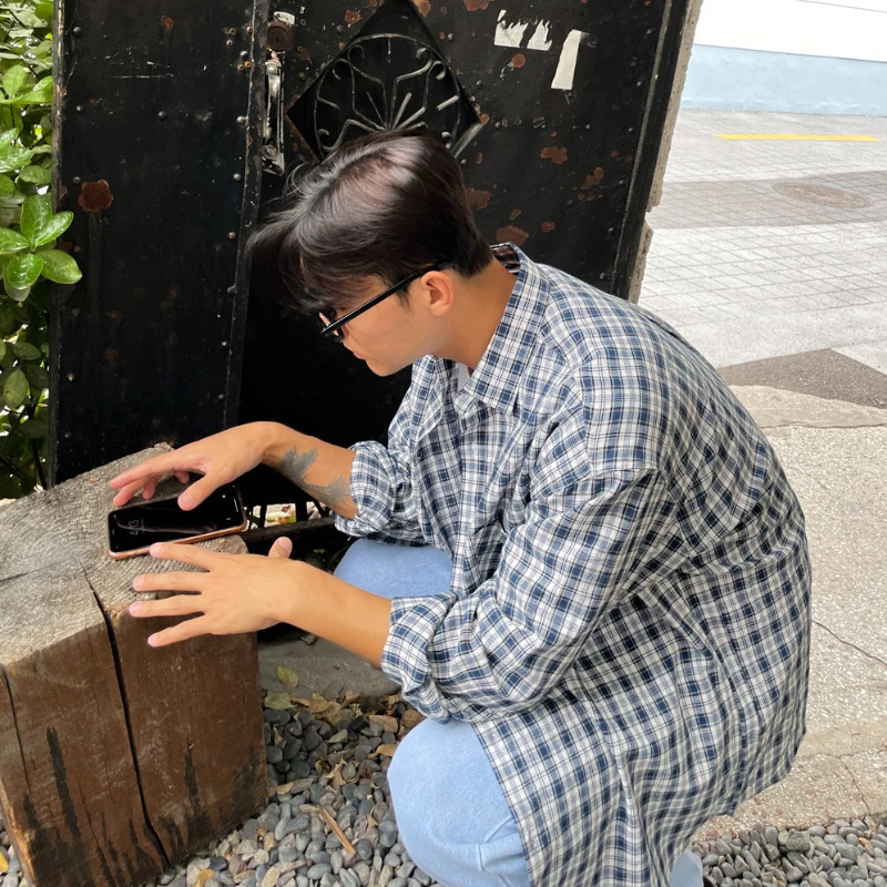 Oversized Korean Style Loose Long Sleeve ShirtMens Thin Coat INS Plaid ShirtUnisexOutdoor Camping Casual Top 250717