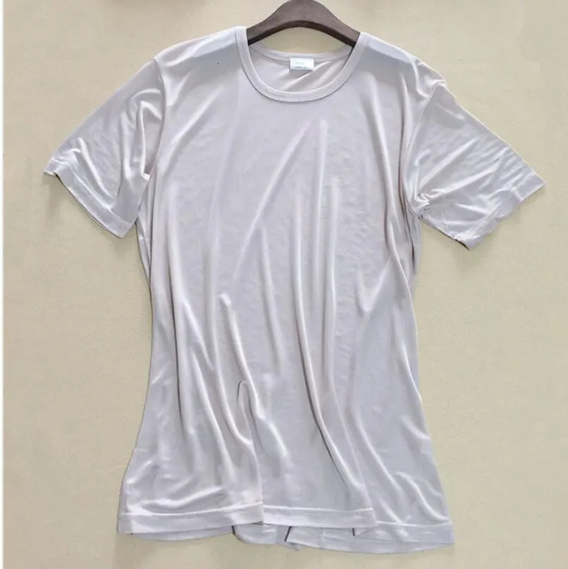 Mens Spring Summer Thin 100% Natural Silk T-shirt Male Elastic Casual Breathable Summer Silk Shirt Tops TB1167 250715