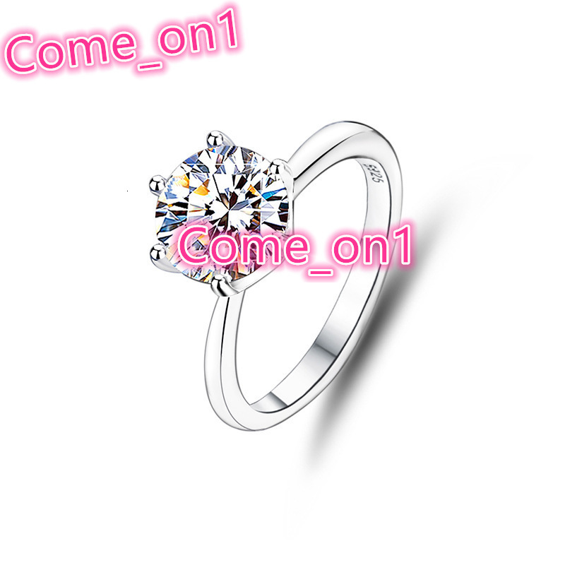 Wholesale 2 Karat D Color Moissanite Ring European American Fashion S925 Silver Classic Six-Claw Ring with Tempered Temperament