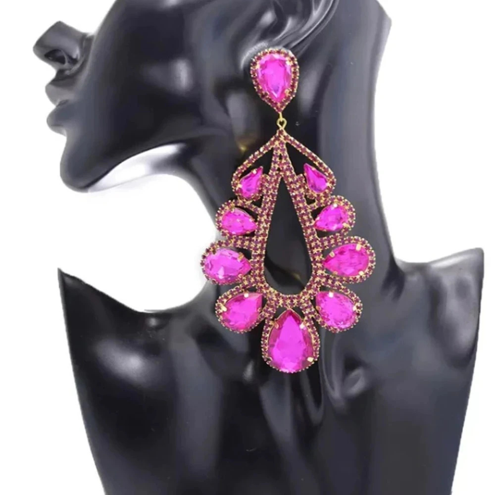 Stonefans Colorful Rhinestone Drop Dangle Earrings for Women High Quality Statement Crystal Hanging Earrings Female Jewelry Gift 250716
