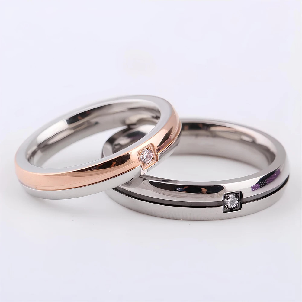 Wedding Engagement Band Unique Stainless Steel Jewelry 2025 Fashion AA Cubic Zircon Couple Rings for Women Men 250716