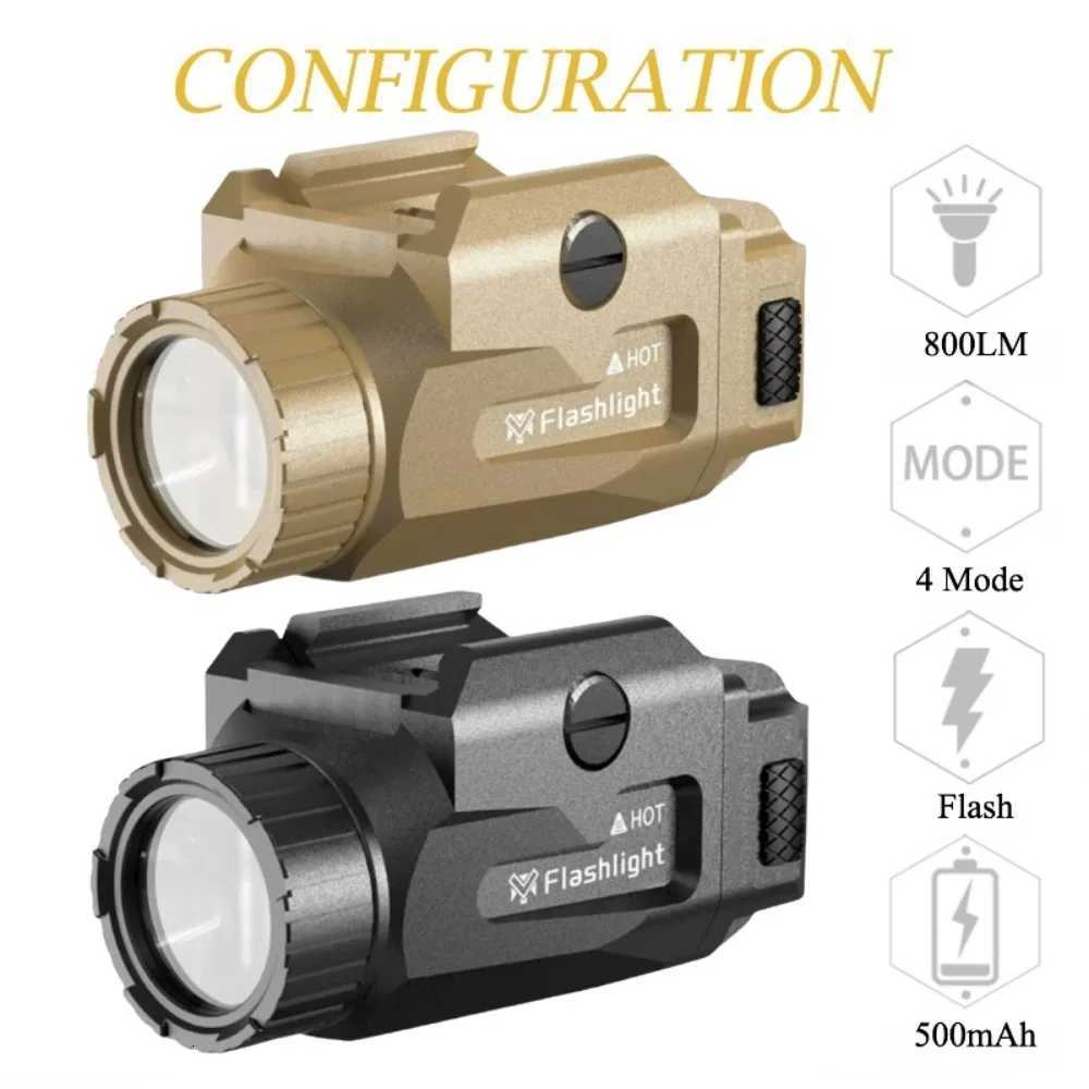 800 Lumens Pistol Light Rechargeable Flashlight with Strobe Mode Weapon Gun Light for Picatinny and GL Rails XJ250718