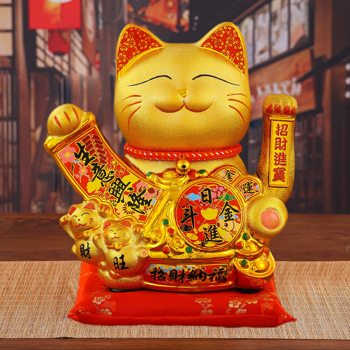 Gold Plated Ceramic Lucky Cat Figurine Automatic hand shaking for Home Decor Kitten Statue - Perfect Fengshui Gift Item