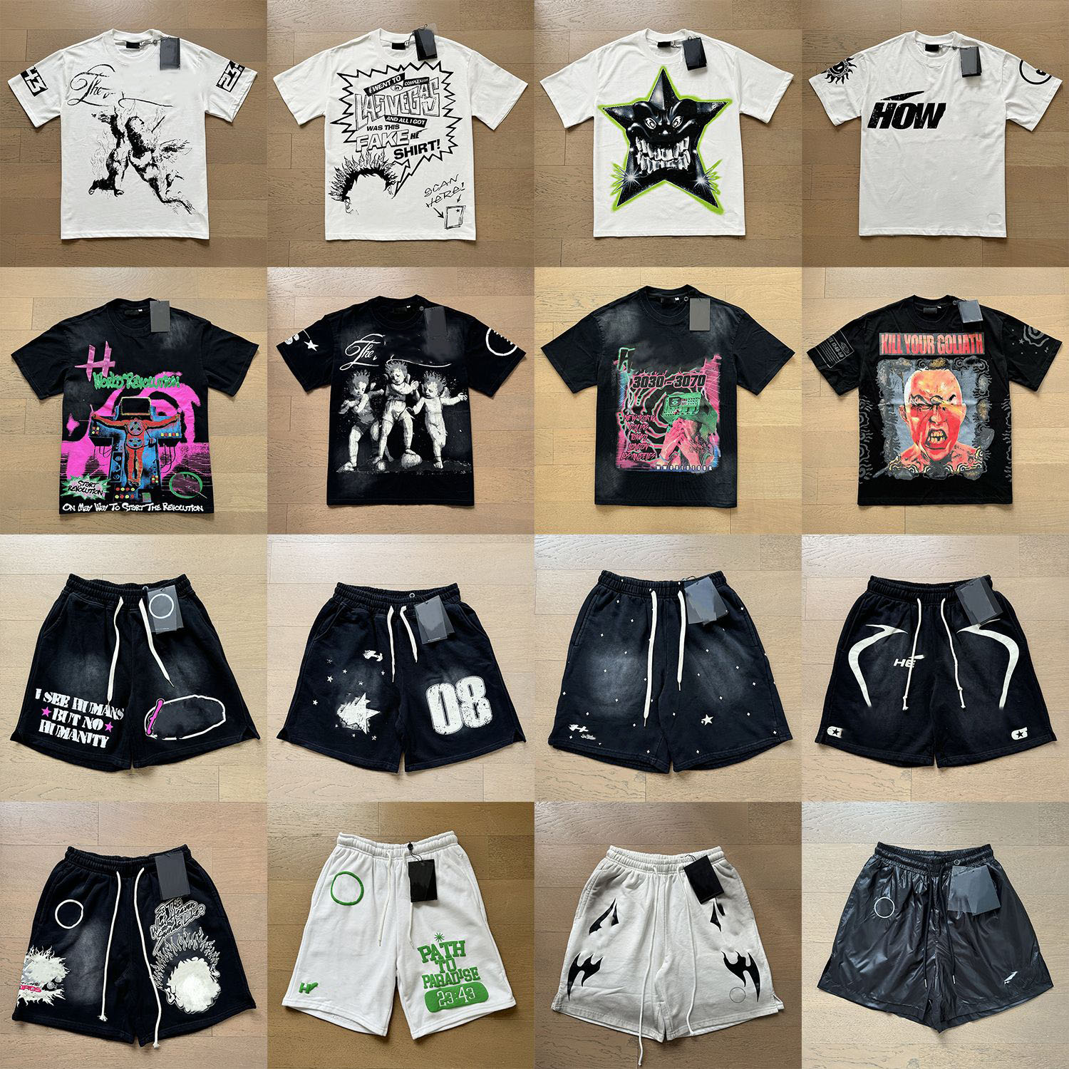 Designer Mens Tracksuit Cotton T Shirt Graphic Tee Washed Basketball Shorts Vintage Hip Hop Summer Sports Set Men Streewear