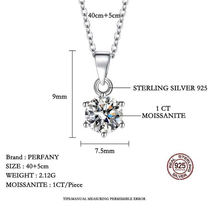 0.5-5CT Moissanite Necklace for Women S925 Pure Silver IC Six Claw Round Diamond Pendant Minimalist Wedding Jewelry W250718