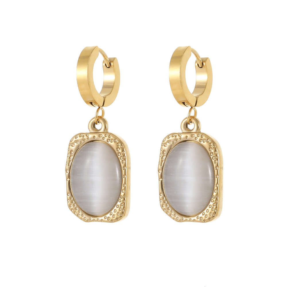 Hot Selling Natural Stone Diy Light High Sense Eye Earrings Niche Ins Style Jewelry