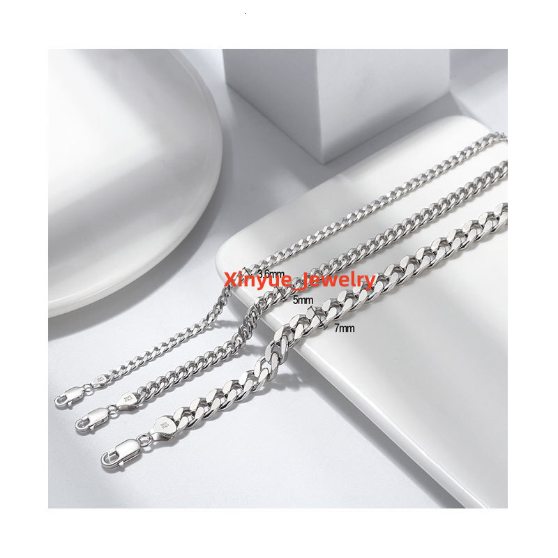 BSB104 RINNTIN 925 Sterling Silver Italian 3.6mm Solid Diamond-Cut Cuban Link Curb Chain Bracelet for Men Women