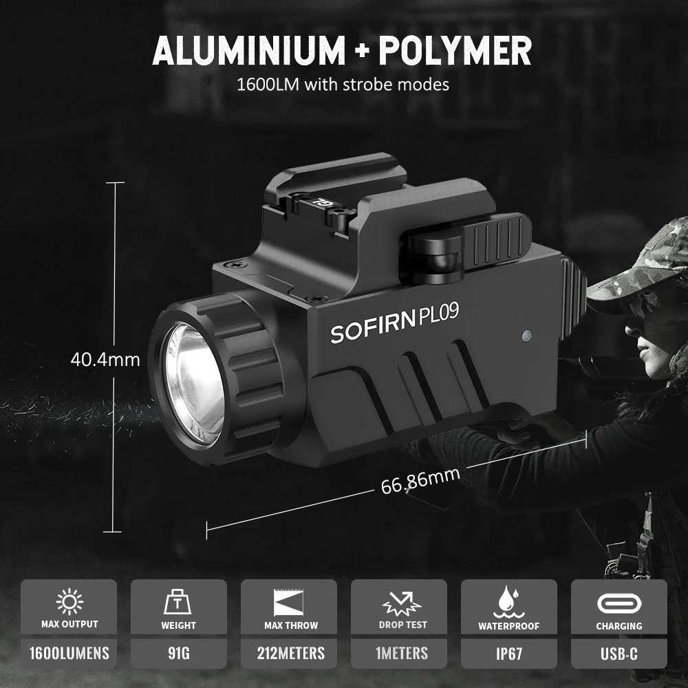 SOFIRN PL09 Flashlight 1600lm Rechargeab Light Quick Rease Tactical Light with Doub Switch for Picatinny RailXJ250718