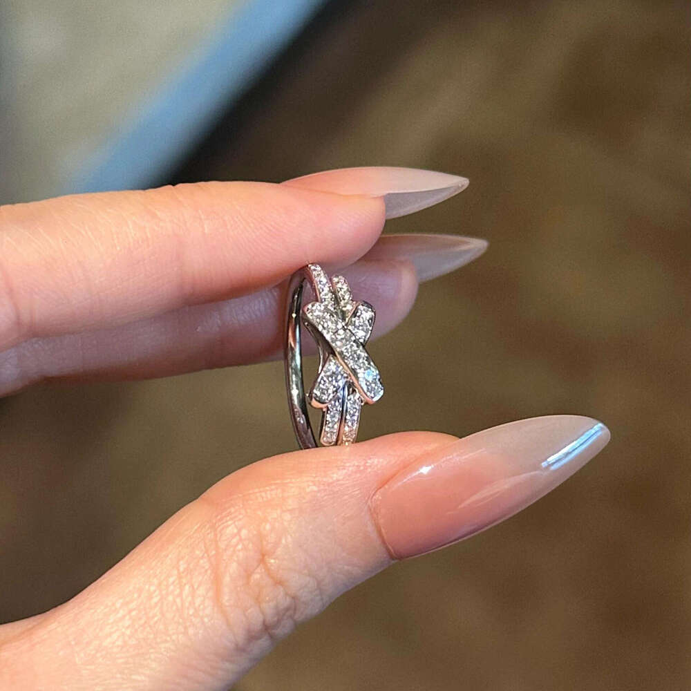 Shangjia High Version Cross Thick Gold Plated Full Diamond Ring Exquisite Handmade Jewelry for Men and Women