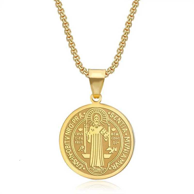 316L Stainless Steel Saint Benedict Pendant Necklace For Men Religious Medal Accessories W250719