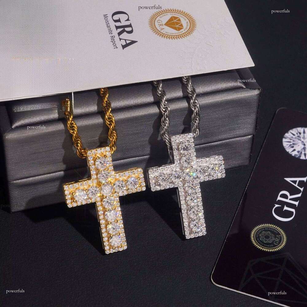 Unique Design Rapper Trendy Jewelry Iced Out Hip Hop S 14k Gold Plated VVS1 Moissanite Cross Pendant from US Warehouse