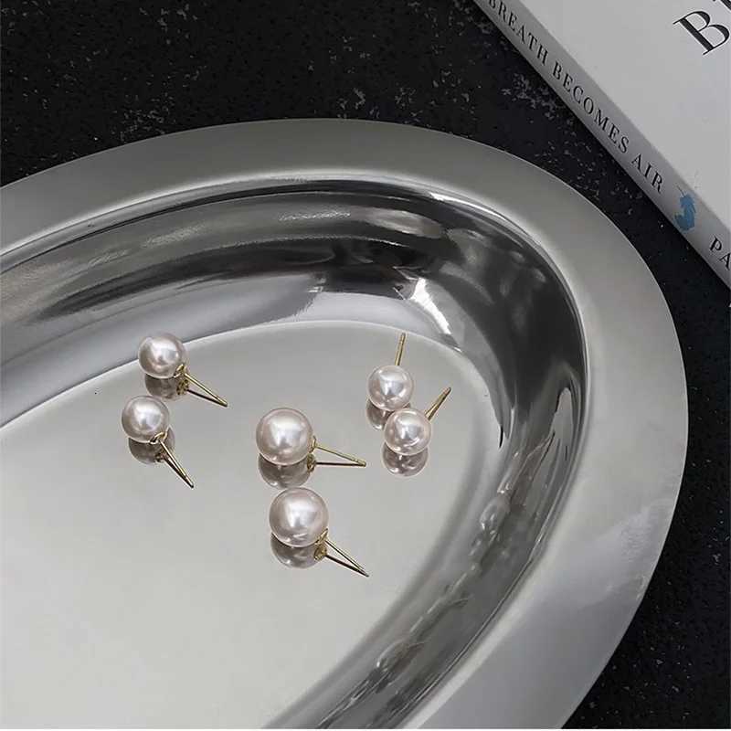 6/8/10/12/14mm Simple White Simulated Pearl Earrings for Women Jewelry On Ear Ball Stud Earrings Bijouteria Brincos Bijoux XJ250718