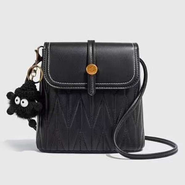 Leather Bag Bucket Bag Tote Bag Women New Color Block Vertical Small Square Single Shoulder Bucket Crossbody Phone Bag