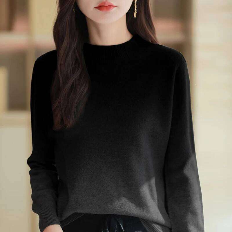 Turtleneck New Women Sweater Knitted Simple Soft Top Loose Casual Keep Warm Gradient Color Knit Pullover Basic Female Sweaters MDNG