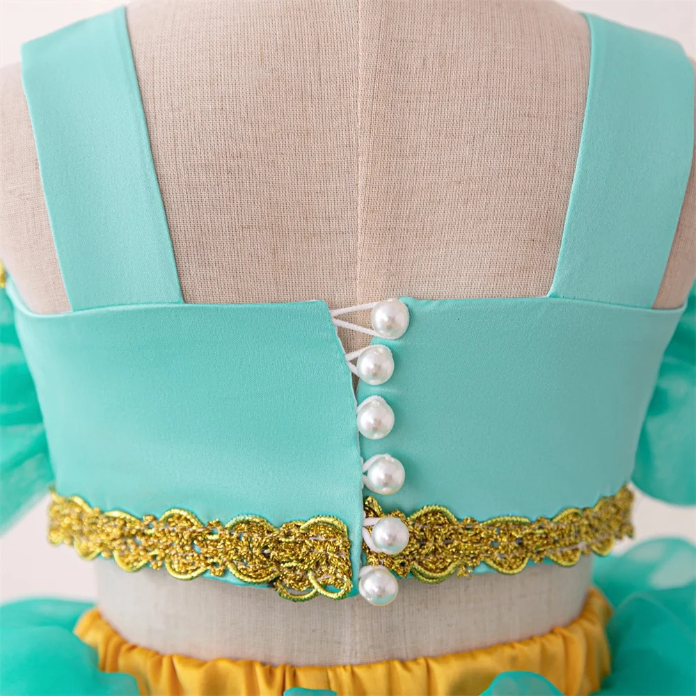 Baby Girls Jasmine Princess Dresses Girl Cosplay Party Dress Toddler Birthday Baptism Tulle Gown Kids Christmas Pageant Costumes 250715