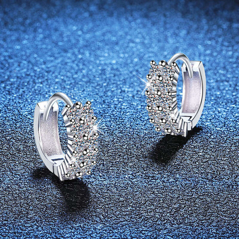 Full Dia Studs S Pure Sier Simple Exquisite Moissanite Earrings 757