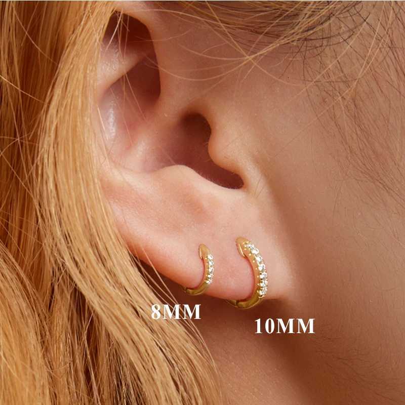 925 Sterling Silver Solid Small Stackable Hoop Earrings with Zircon Stone Round Tiny Ear Hoops for Women S925 Jewelry XJ250718