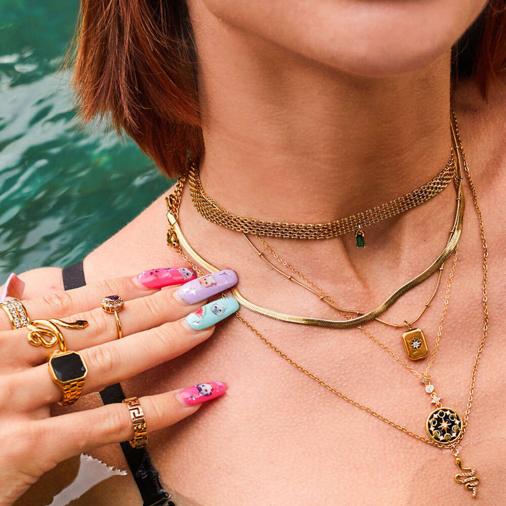 Ins Style Niche High-End Woven Mesh Light Collarbone Chain Choker Stainless Steel Necklace