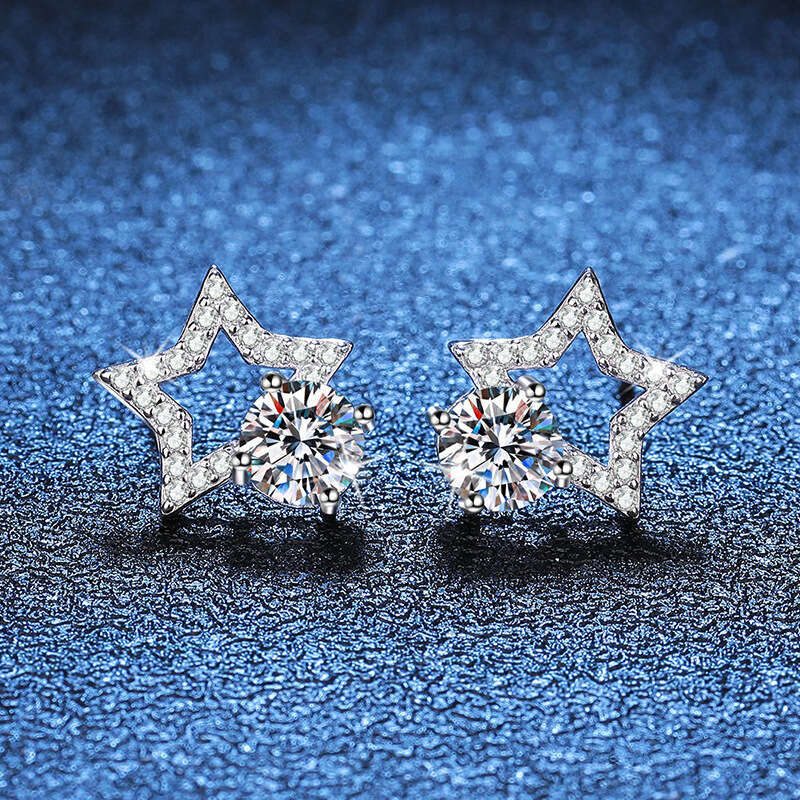 S Pure Sier Fashion Starburst D Color 1 Carat Moissanite Earrings for Women bcc