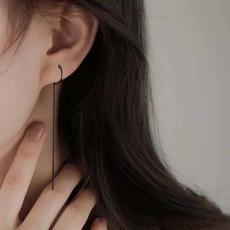 2024 New Fashion Long Tassel Chain Dangle Earrings for Women Simple Silver Color Piercing Thin Ear Line Earrings Jewelry XJ250718
