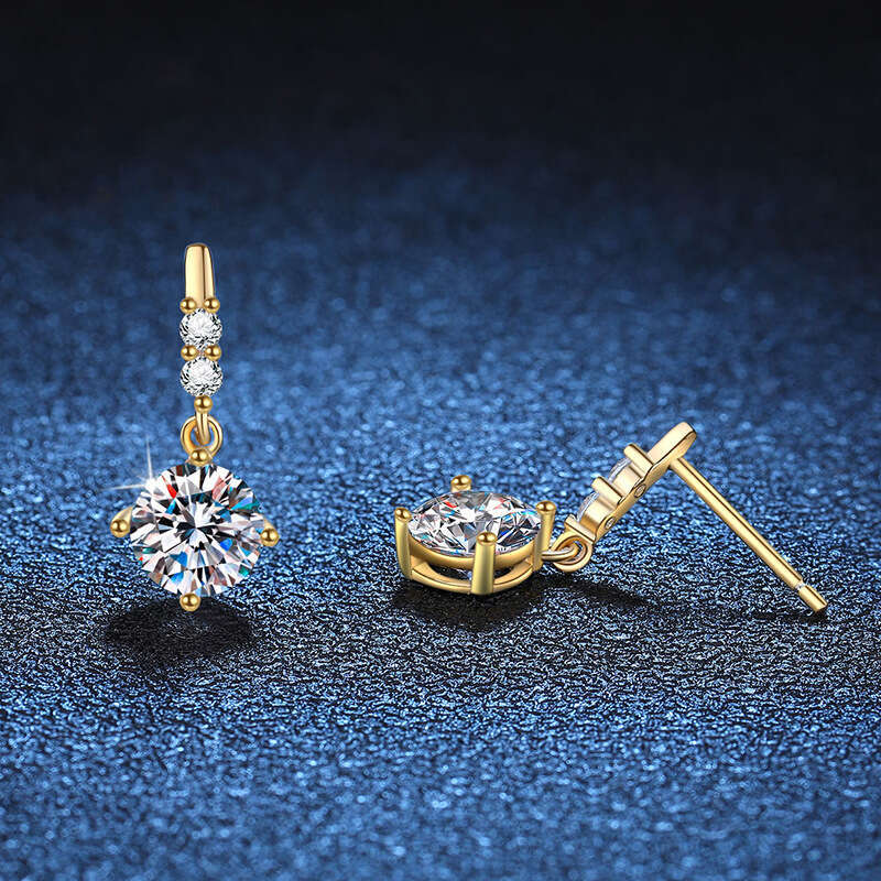 1 Carat Moissanite Sterling Sier Exquisite Tassel Dynamic High-end Earrings for Women d2b