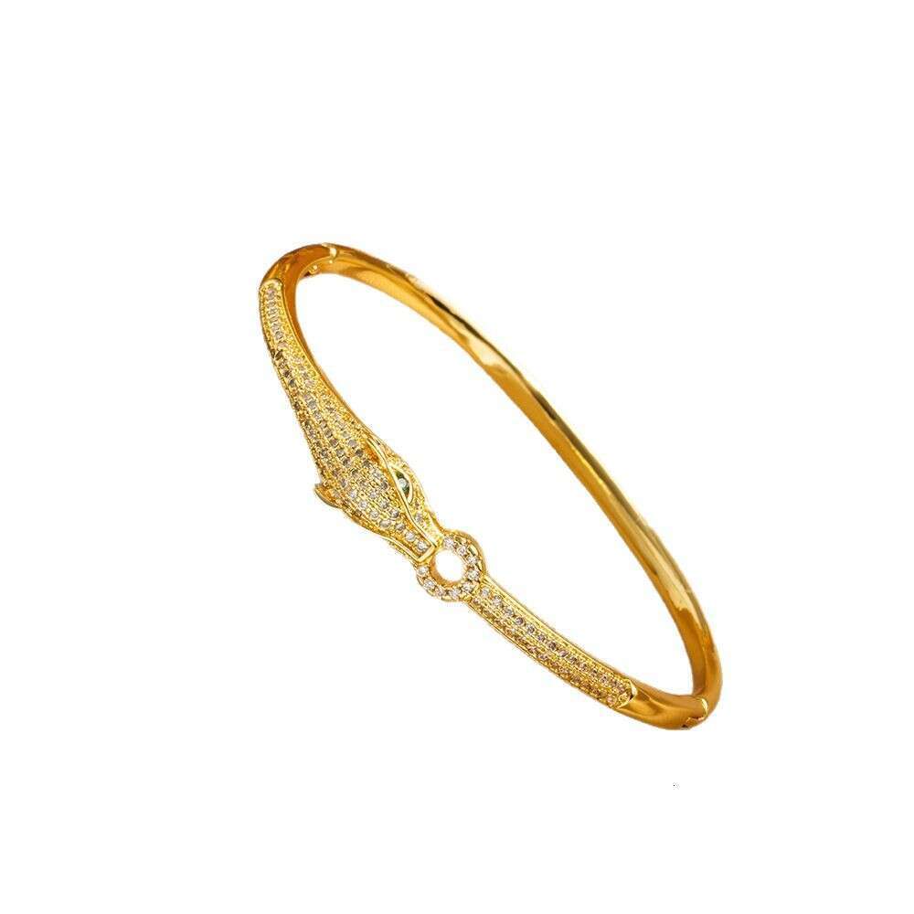 New Open Micro Inlaid Bracelet Niche Design Versatile Elegant High-end Leopard Head Jewelry