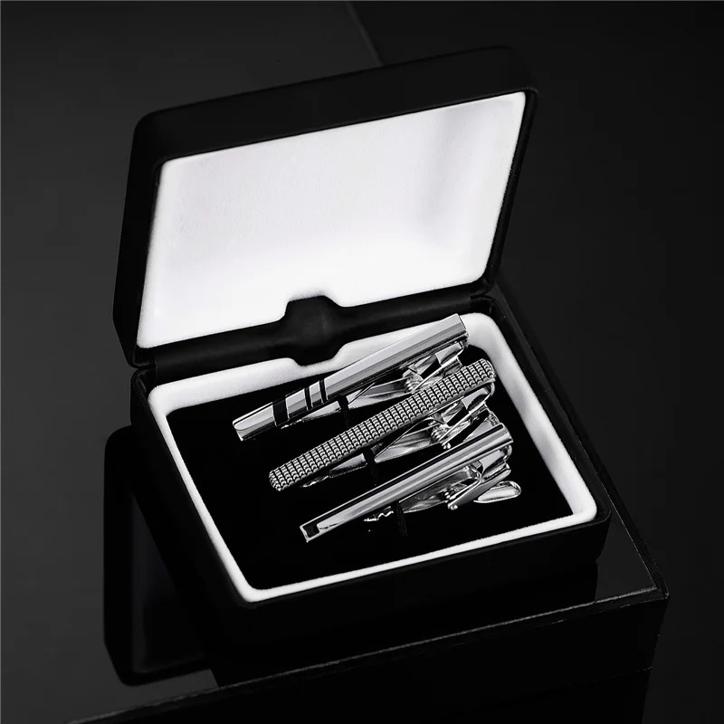 Wed Tie Clips For Men Short Pin Wedding Guests Gifts With Box Clipper To Man Shirt Black Cufflinks Fashion Jewelry 250715