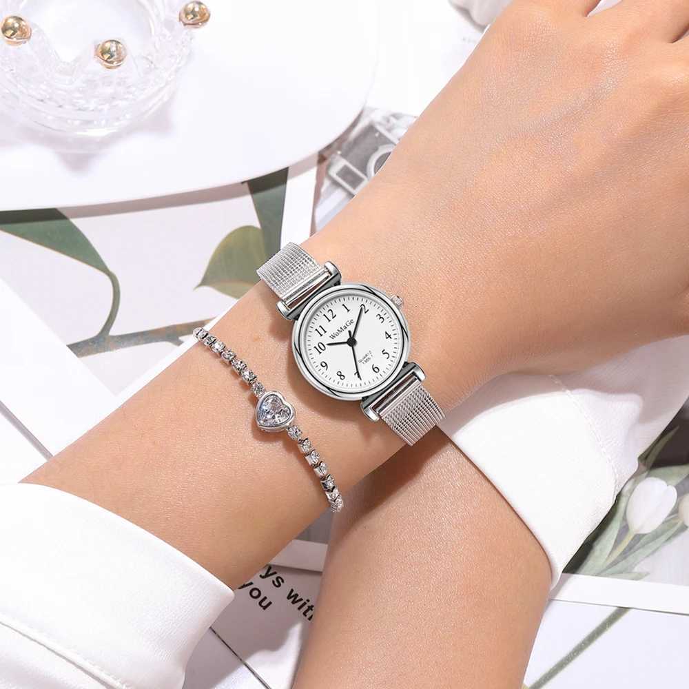 Trendy Small Dial Silver Mesh Steel Quartz Women Girl Watch W250718