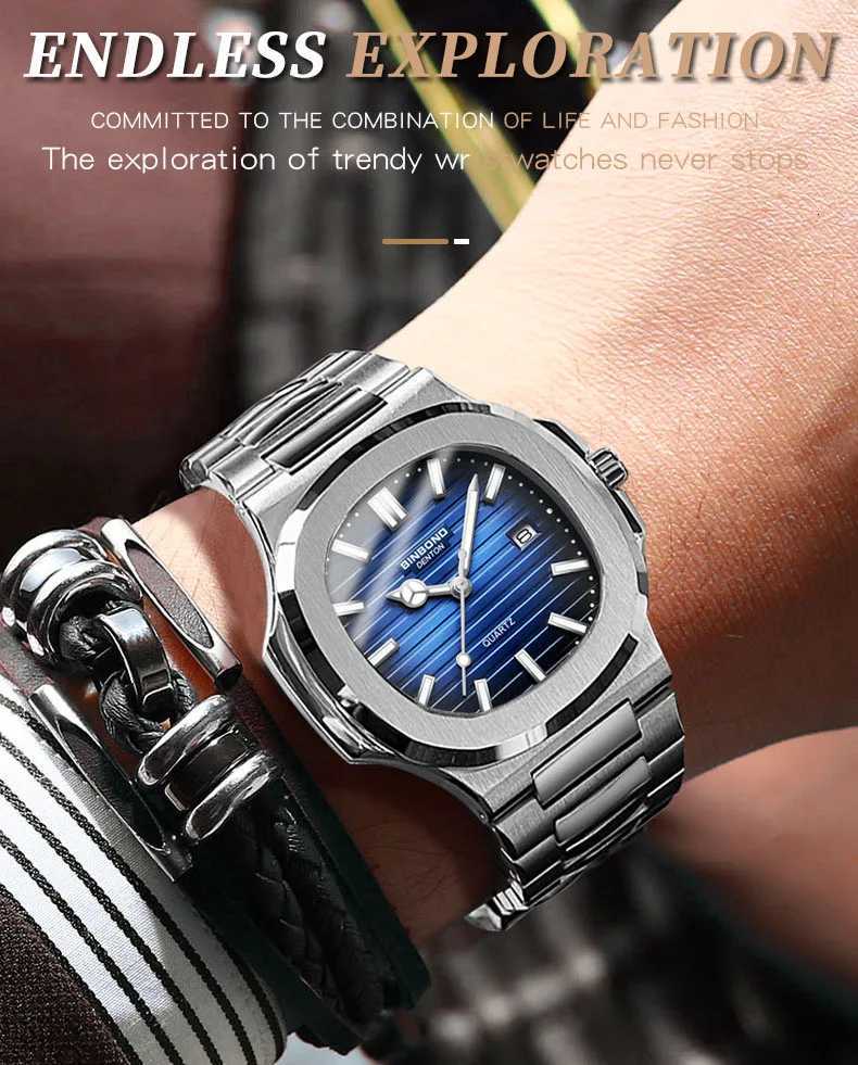 Mens Watch Business Classic Retro Brand Calendar Luminous Waterproof Square High Quality Steel Strap Male Fashion Quartz Watches W250718