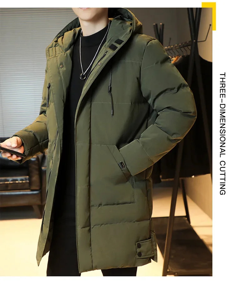 Windbreak Hooded Parkas Male Padded Long Jacket Parkas Men Casual Korean Style Parkas Men Wind Breaker Outdoor Snow Jacket 250716