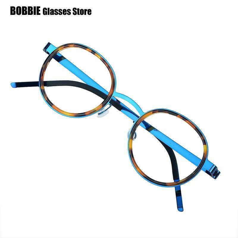 Denmark Brand Glasses Frame Titanium Acetate Round Screwless Men Ultralight Women Eyeglasses Spectacles Eyewear 1011 Multicolour
