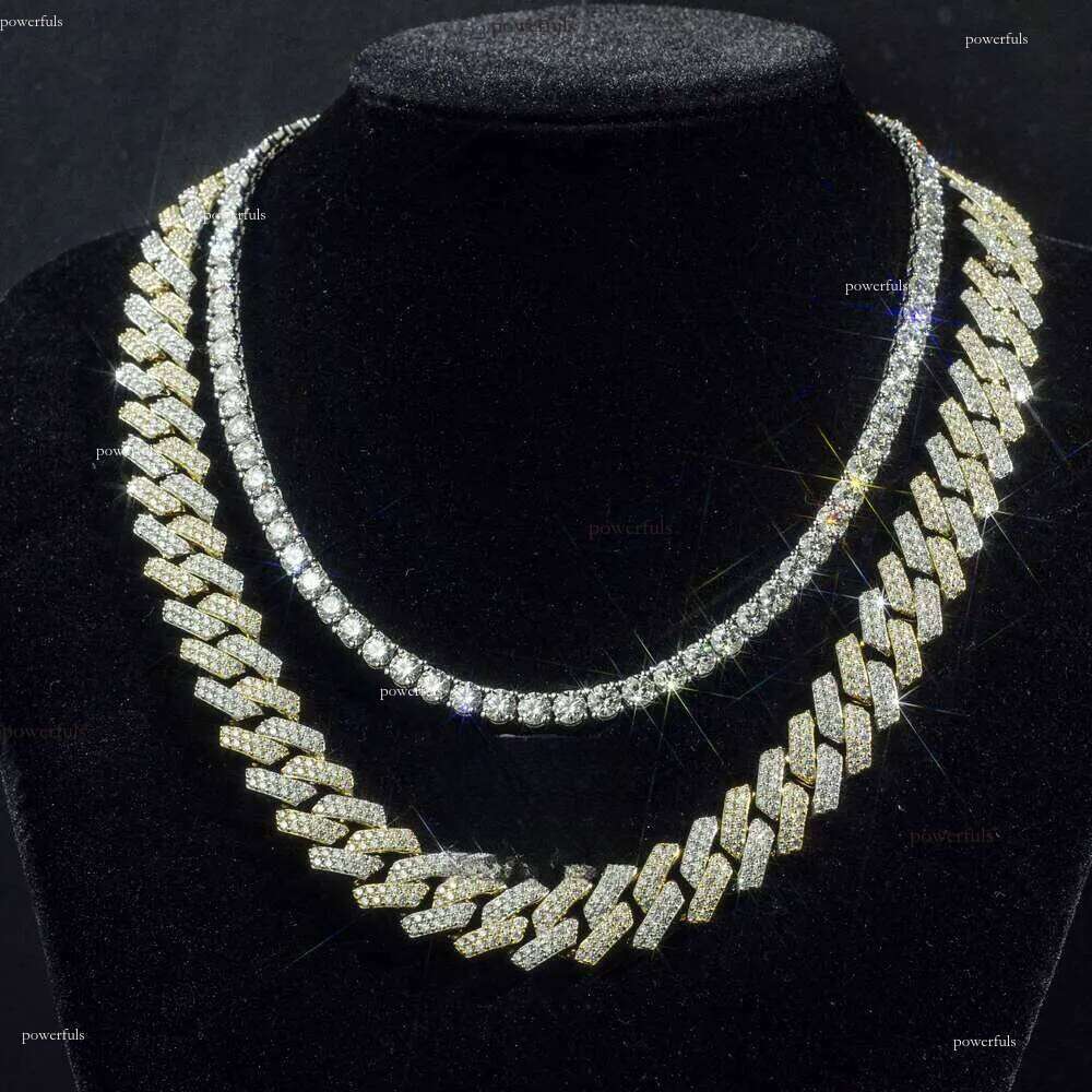 Sterling Silver Customized Moissanite Cubic Zirconia Pendent with Diamond Accents - Gold Plated Cuban Link Chain for Him