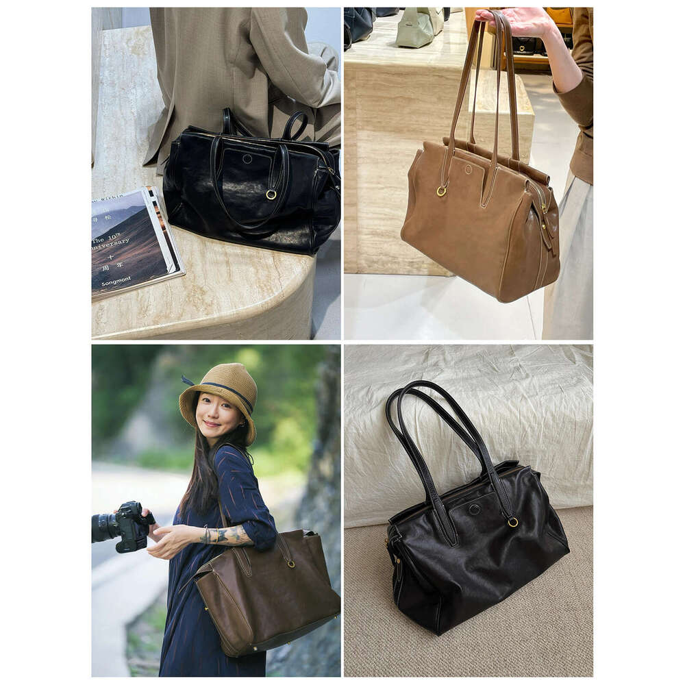 Autumn Winter Tote For Women Commuting Soft Leather Luxury Large Capacity Handbag Shoulder Boston Bag