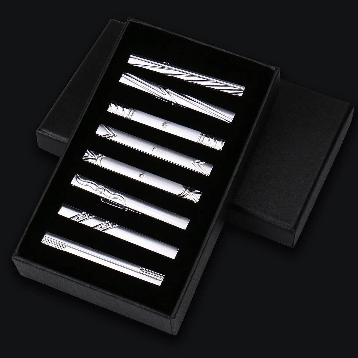 8pc Metal Tie Clip Set With Box For Man Business Wedding Guest Gift Necktie Pin Jewelry Gifts Sets 250715