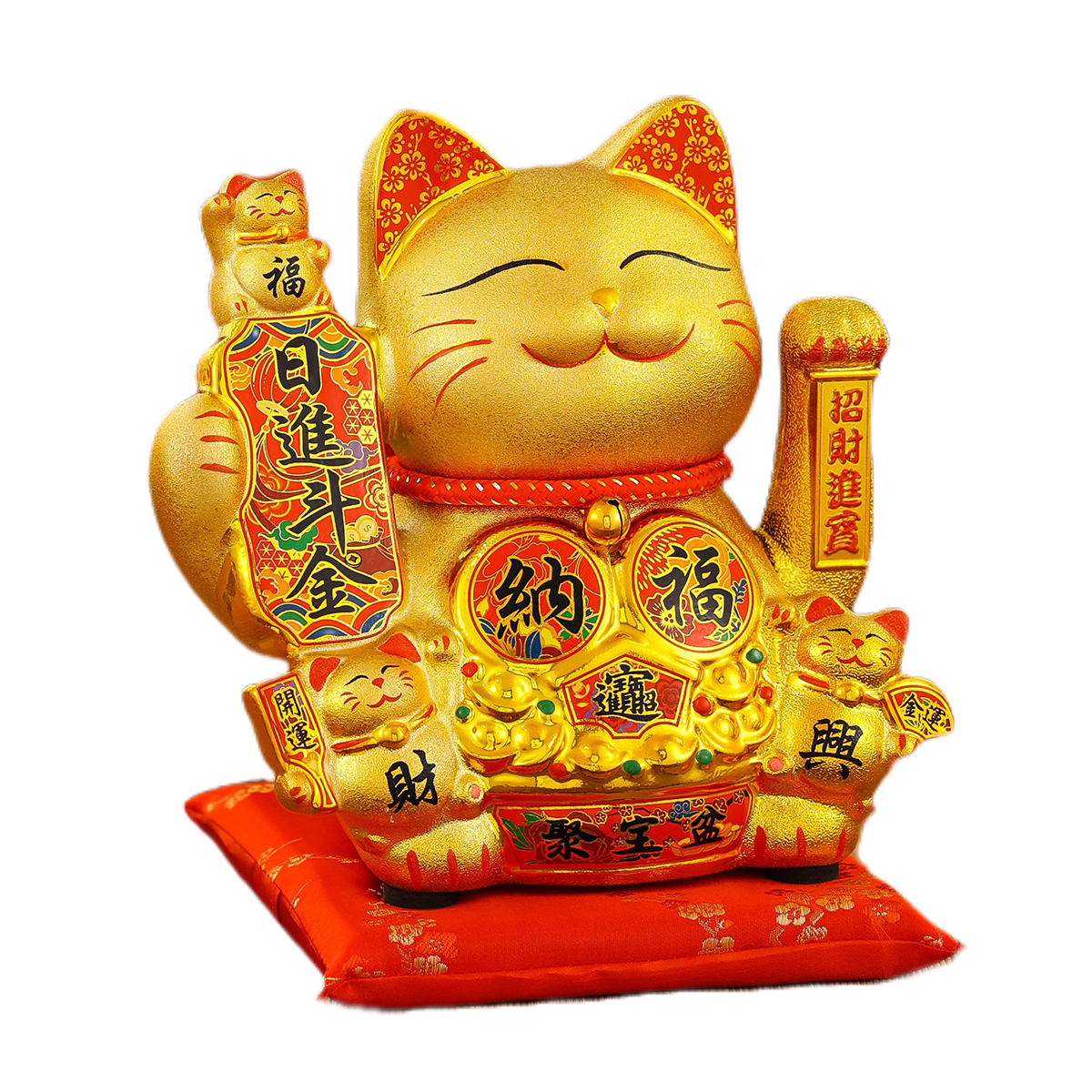 Automatically Waving Golden Lucky Kitty Figure Crafted from Durable Porcelain Material - A Unique Present Choice for Any Occasion