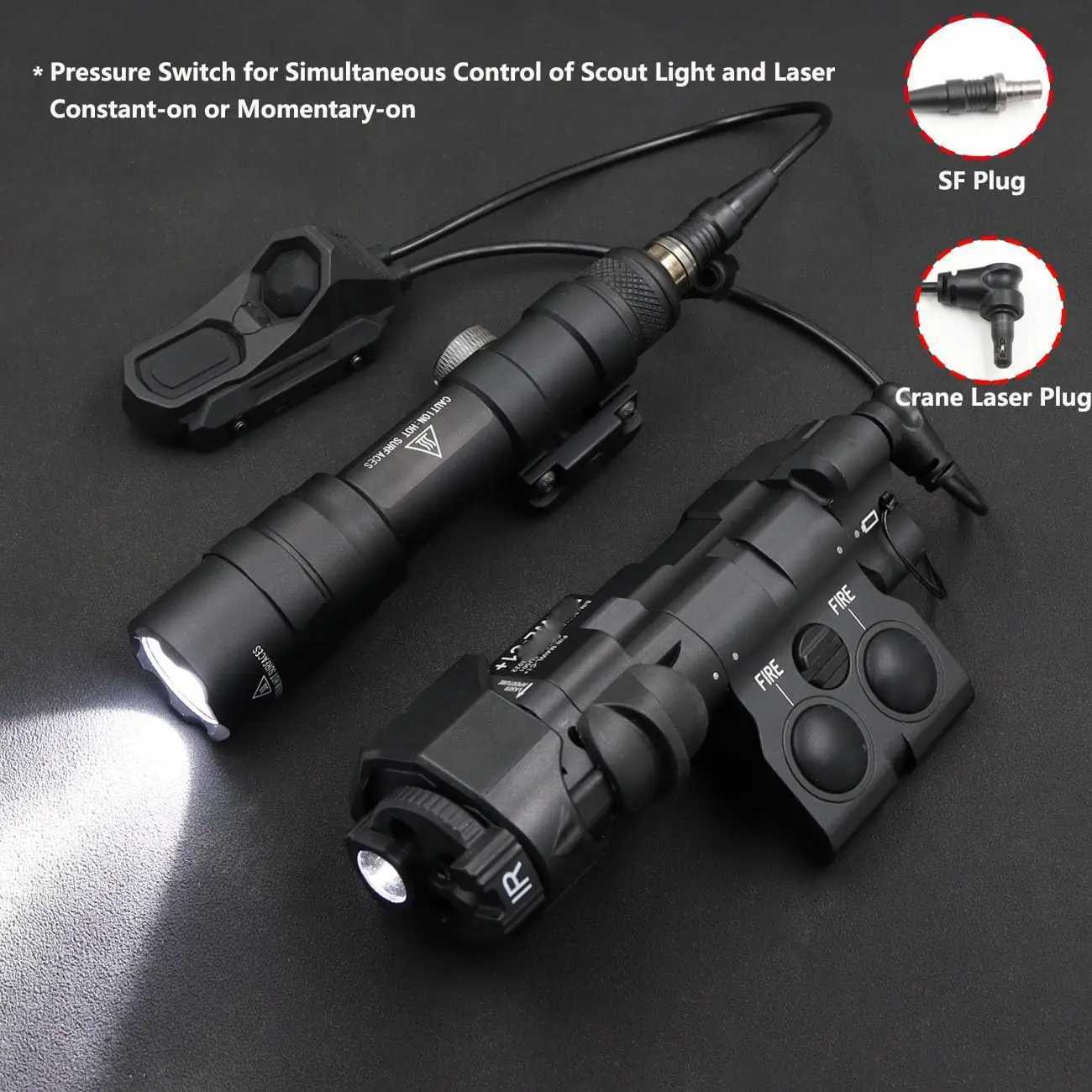 Tactical AXON Rote In-Line Dual Function Pure Switch Flashlight PEQ NGAL Laser Pushbutton SF/2.5///Crane PlugsXJ250718