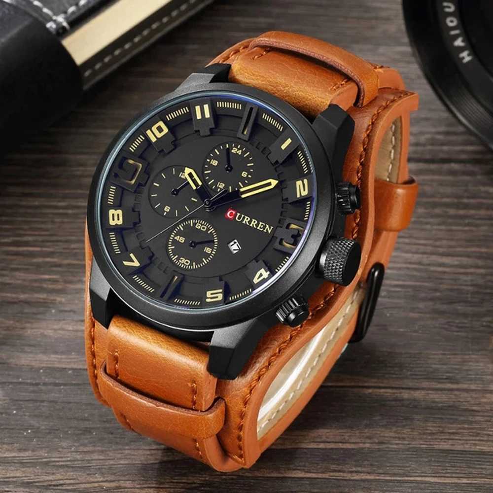 Current Top Brand Luxury Mens Watches Male Clocks Date Sport Military Clock Leather Strap Quartz Business Men Watch Gift 8225 W250718