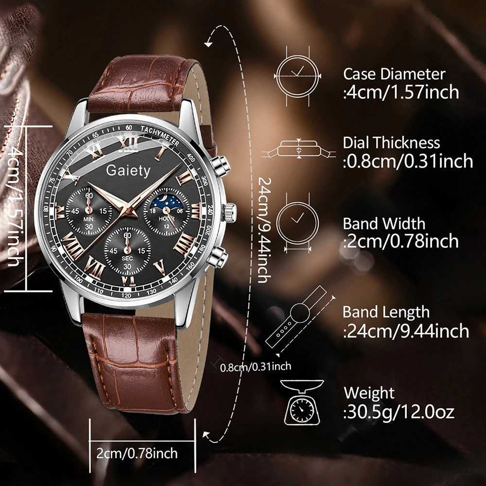 2PCS Business Mens Watch Set Fashion Trend Retro Versatile Quartz Watch Set Suitable for Daily Clothing Matching Holiday Gifts W250718