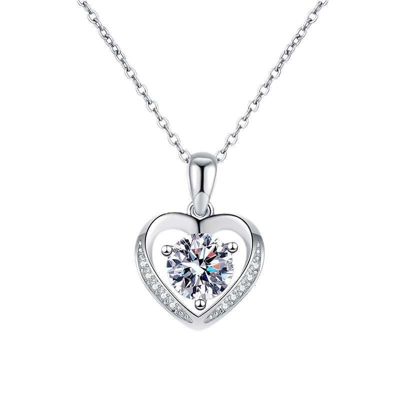 S Pure Necklace Eternal Heart Sier Pendant Moissanite Clavicle Chain for Women Qixi Valentine's Day Gift e9e