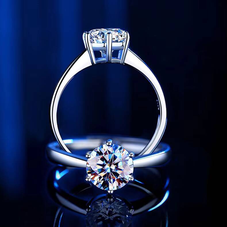 0.6/1ct/2ct Classic D Moissanite Ring S925 Sterling Silver Six Claw Moissanite Wedding Engagement Ring