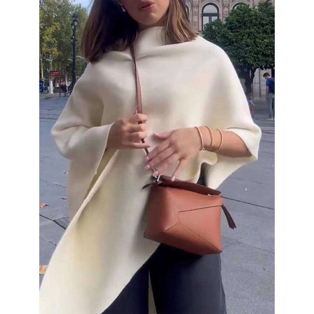 Draping Irregular Shawl Pullover Knitwear Loose Elegant Knitted Cape French Minimalist Cloak Knit Sweater Women Fashion Top New