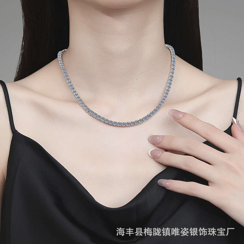 Moissanite Tennis S Pure Sier Hip Hop Unisex High-end Necklace daa