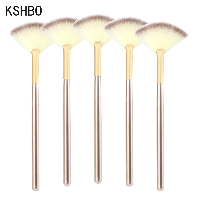 HSHBO 5pcs Fan Brushes Facial Brushes Soft Makeup Brush Cosmetic Applicator Tools Wooden Handle and Soft Fiber for Peel Mask 250716