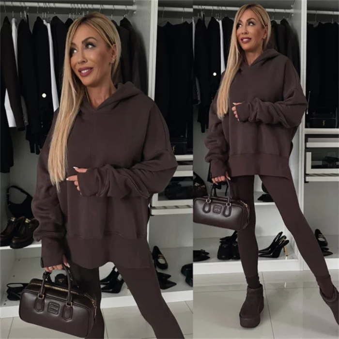 hot Free shipping designer hoodie for women Fashionable and minimalist hooded comfortable hoodie set two-piece set