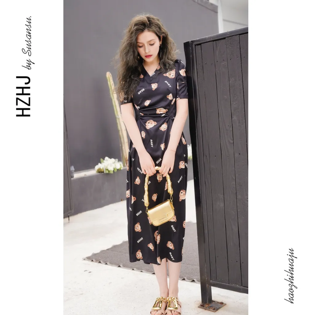 HZHJ Original Designer Spring/Summer Little Bear Small Western Skirt Big Brand Style Small Market