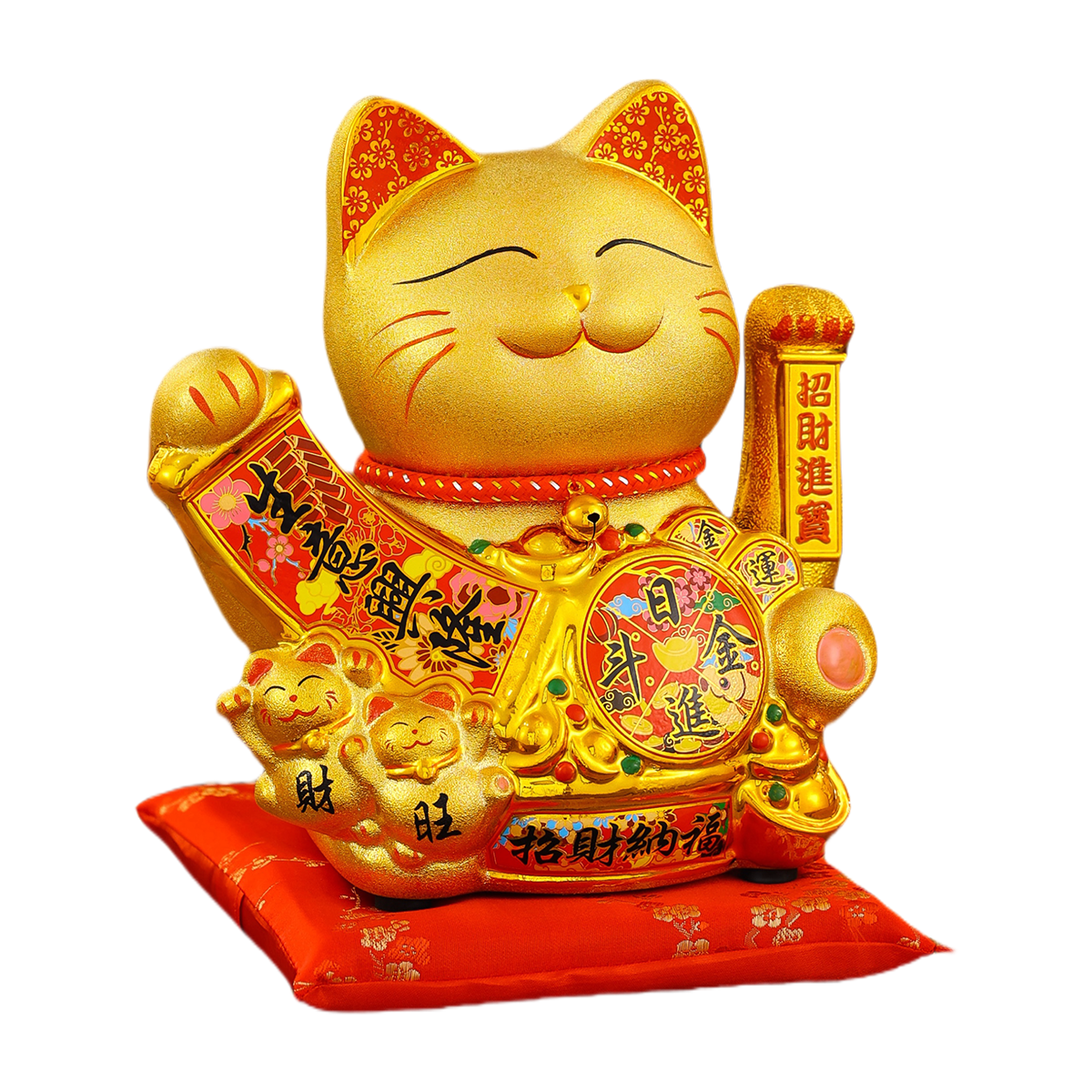 Gold Plated Ceramic Lucky Cat Figurine Automatic hand shaking for Home Decor Kitten Statue - Perfect Fengshui Gift Item