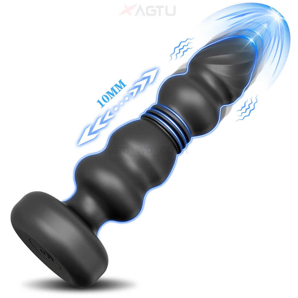 Thrusting Anal Beads for Men Prostate Massager Women Butt Plug Anal Vibrator Anal Balls Soft Silicone Masturbator Adult Sex Toy M250719