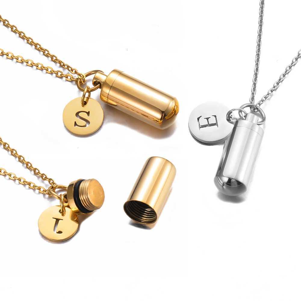 Unisex Cylinder Creation Jewelry Urn Necklace Initial Letter Charm Keepsake for Human Ashes Holder Pendant Memorial Gifts W250718