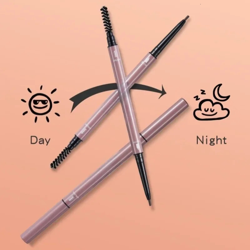 Waterproof Smooth Double-Head Eyebrow Pencil 6 Colors with Brush Sweatproof Gel Tattoo Cosmetic Stick for Perfect Brows 250712